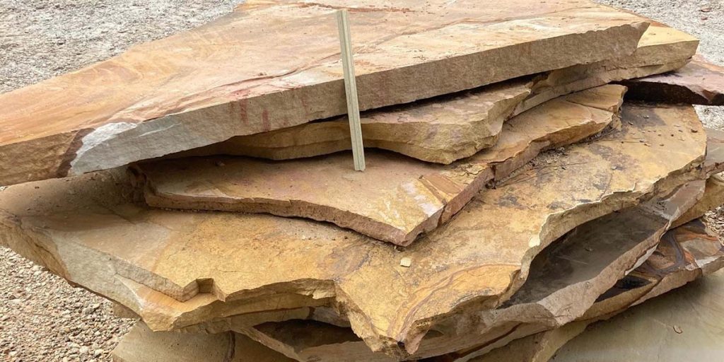 A picture of flagstone crabapple slabs at Atlanta Landscape Materials.