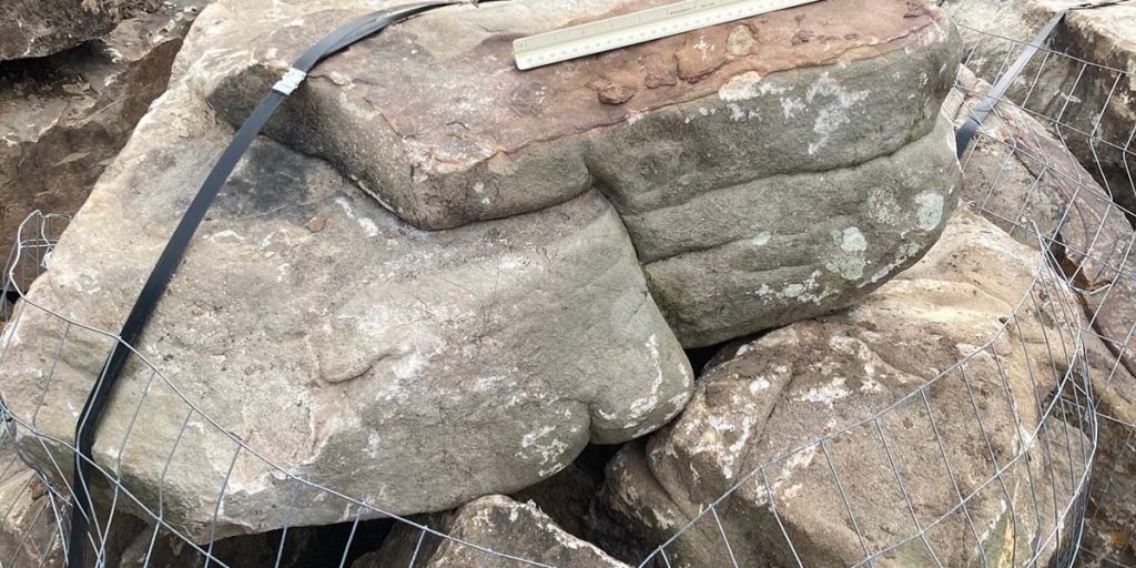 A picture of large landscaping boulders ready for delivery in Atlanta, GA.